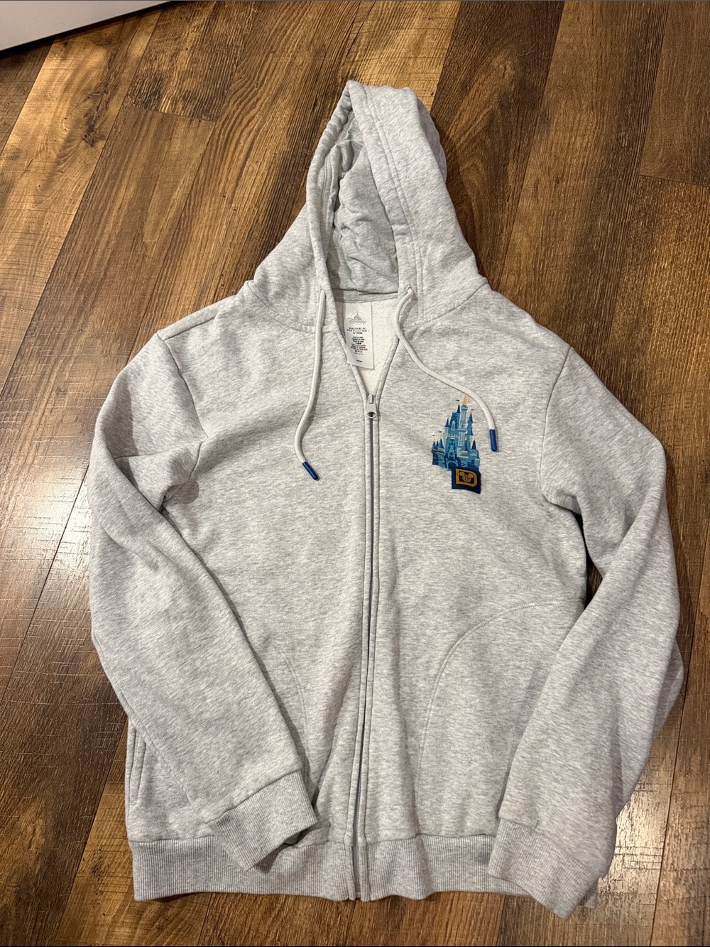 Disney Gray Zip-Up Hoodie Jacket with Castle Patch